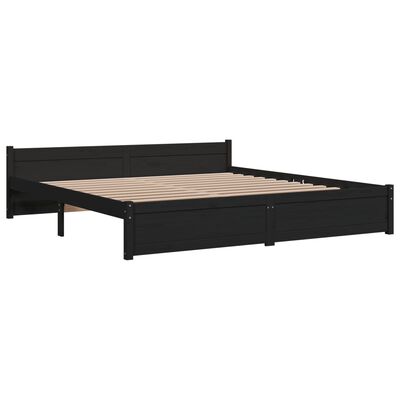 vidaXL Cadre de lit Noir Bois massif 180x200 cm Super King