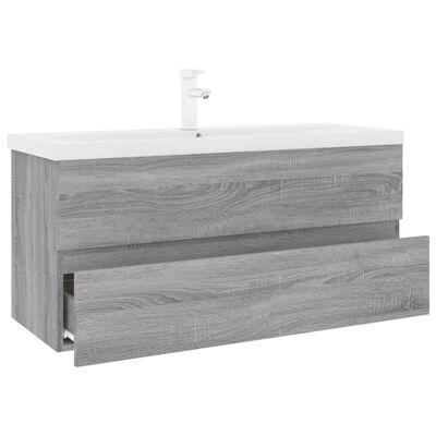 vidaXL Meuble lavabo avec bassin intégré Sonoma gris Bois d'ingénierie