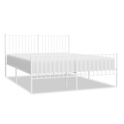 vidaXL Cadre de lit métal sans matelas et pied de lit blanc 150x200 cm