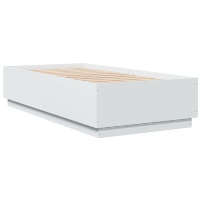 vidaXL Cadre de lit avec lumières LED blanc 75x190cm bois d'ingénierie