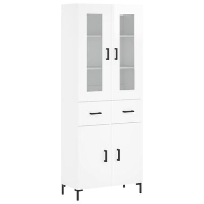 vidaXL Buffet haut Blanc brillant 69,5x34x180 cm Bois d'ingénierie