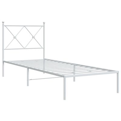 vidaXL Cadre de lit métal sans matelas avec tête de lit blanc 75x190cm