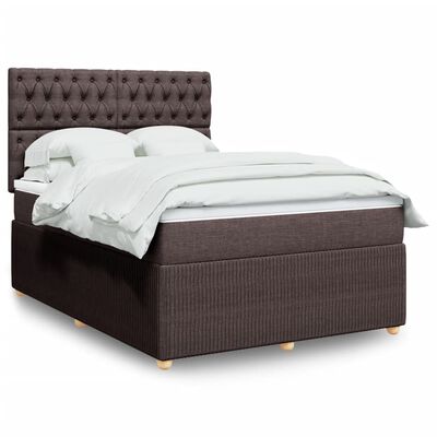 vidaXL Sommier à lattes de lit avec matelas Marron foncé 140x200 cm