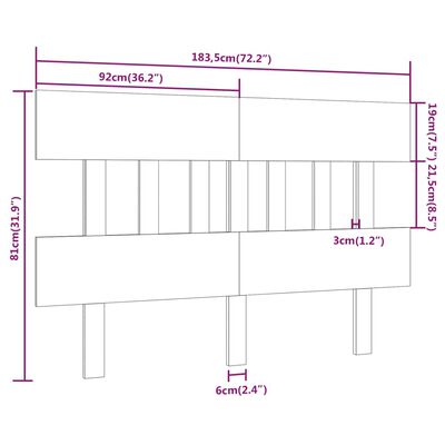 vidaXL Tête de lit Marron miel 183,5x3x81 cm Bois massif de pin