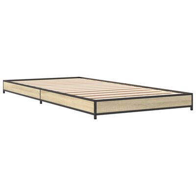 vidaXL Cadre de lit chêne sonoma 75x190 cm bois d'ingénierie et métal