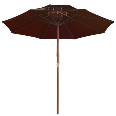 vidaXL Parasol à deux étages avec mât en bois terre cuite 270 cm