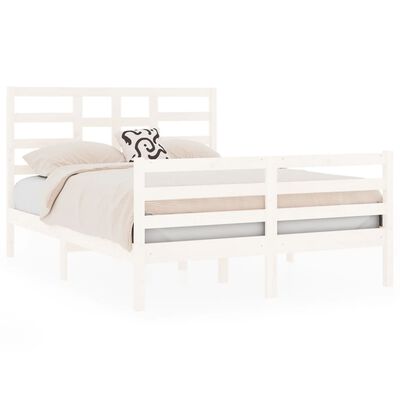 vidaXL Cadre de lit Blanc Bois massif 120x190 cm Petit double