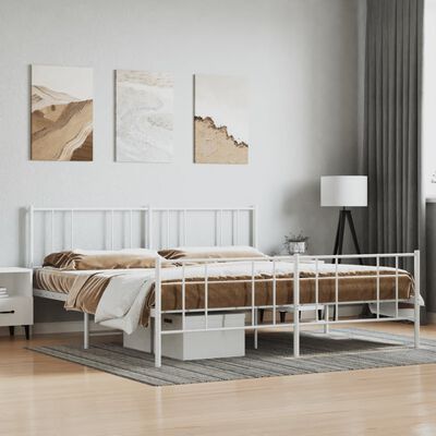 vidaXL Cadre de lit métal sans matelas et pied de lit blanc 193x203 cm