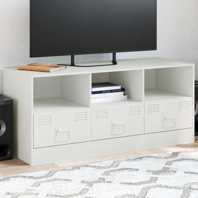 vidaXL Meuble TV blanc 99x39x44 cm acier