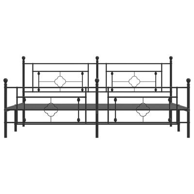 vidaXL Cadre de lit métal sans matelas avec pied de lit noir 200x200cm