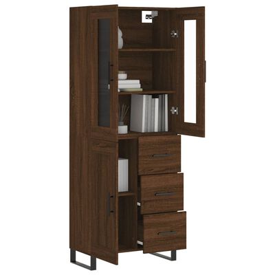 vidaXL Buffet haut Chêne marron 69,5x34x180 cm Bois d'ingénierie