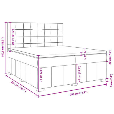 vidaXL Sommier à lattes de lit avec matelas Gris foncé 200x200cm Tissu