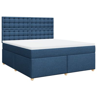 vidaXL Sommier à lattes de lit avec matelas Bleu 180x200 cm Tissu