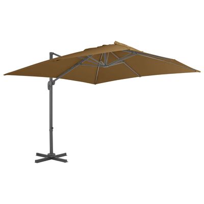 vidaXL Parasol de jardin en porte-à-faux et poteau en aluminium taupe