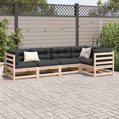 vidaXL Salon de jardin 5 pcs avec coussins bois de pin massif