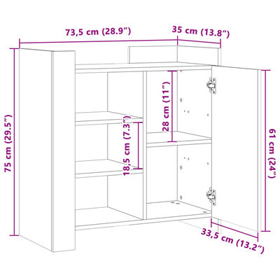 vidaXL Buffet chêne marron 73,5x35x75 cm bois d'ingénierie