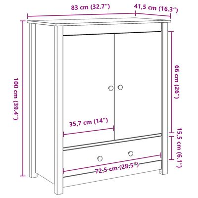 vidaXL Buffet Noir 83x41,5x100 cm Bois massif de pin