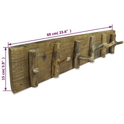 vidaXL Porte-manteau Bois de récupération massif 60x15 cm