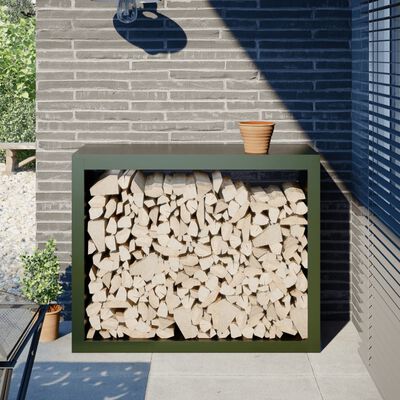 vidaXL Portant de bois de chauffage vert 100x40x80 cm acier