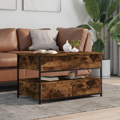 vidaXL Table basse chêne fumé 85x50x50 cm bois d'ingénierie et métal