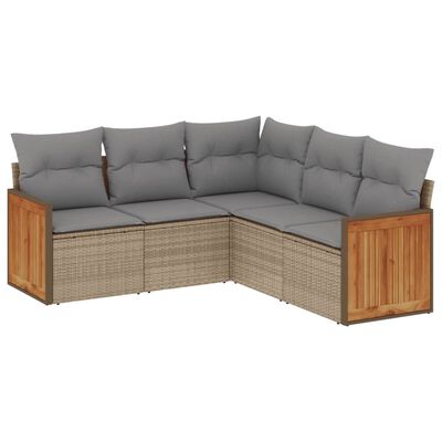 vidaXL Salon de jardin avec coussins 5 pcs beige résine tressée