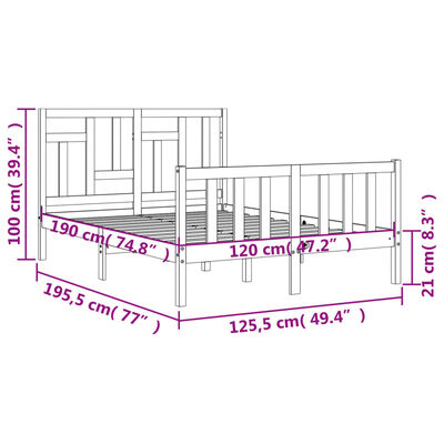 vidaXL Cadre de lit sans matelas noir bois de pin massif