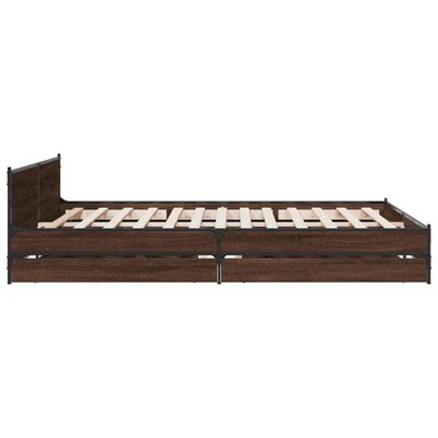 vidaXL Cadre de lit avec tiroirs sans matelas chêne marron 180x200 cm