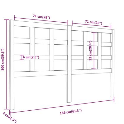 vidaXL Tête de lit 156x4x100 cm Bois massif de pin