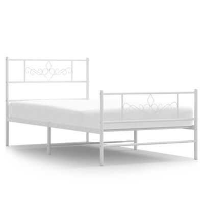 vidaXL Cadre de lit métal sans matelas avec pied de lit blanc 75x190cm