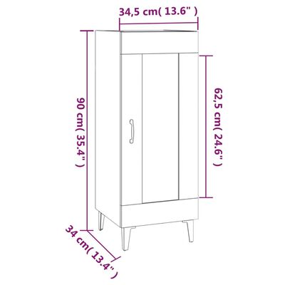 vidaXL Buffet Noir 34,5x34x90 cm Bois d'ingénierie