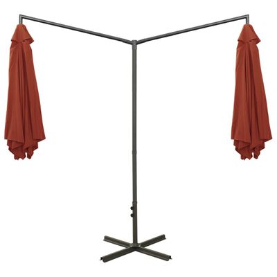 vidaXL Parasol de jardin double avec mât en acier terre cuite 600 cm