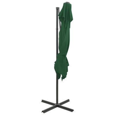 vidaXL Parasol de jardin en porte-à-faux à double toit vert 250x250 cm