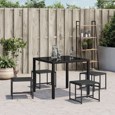 vidaXL Tabourets de jardin 4 pcs noir acier et textilène