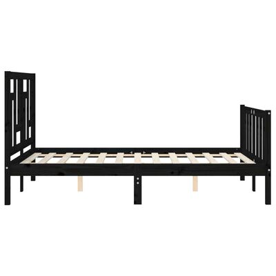 vidaXL Cadre de lit sans matelas noir bois de pin massif