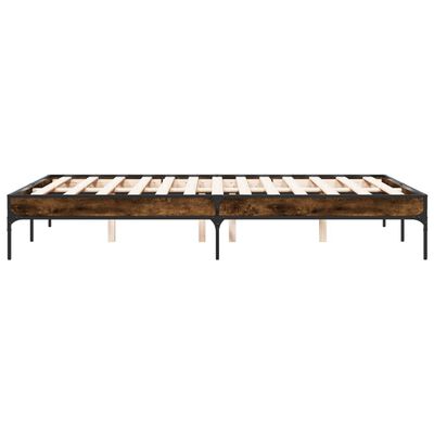 vidaXL Cadre de lit chêne fumé 140x190 cm bois d'ingénierie et métal