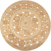 vidaXL Tapis Jute design tressé 150 cm rond