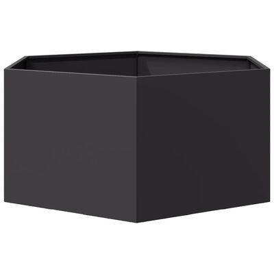 vidaXL Jardinière noir hexagone 104x90x45 cm acier