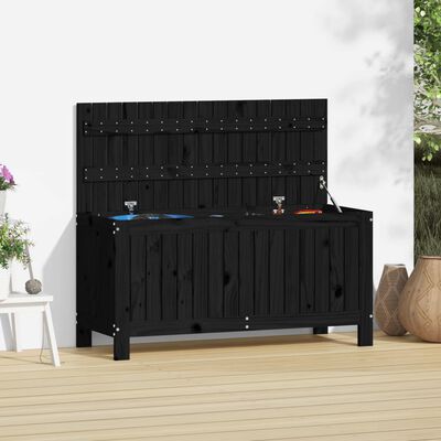 vidaXL Boîte de rangement de jardin Noir 108x42,5x54cm Bois massif pin