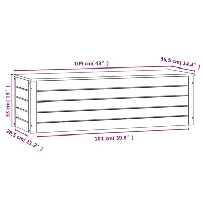 vidaXL Boîte de rangement 109x36,5x33 cm Bois massif de pin