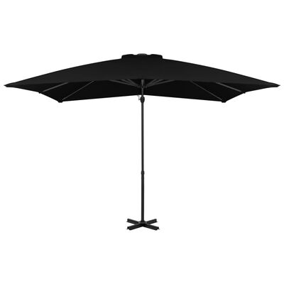 vidaXL Parasol de jardin en porte-à-faux et mât en aluminium noir