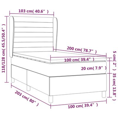 vidaXL Sommier à lattes de lit avec matelas Gris foncé 100x200 cm