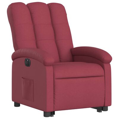 vidaXL Fauteuil inclinable électrique rouge bordeaux tissu