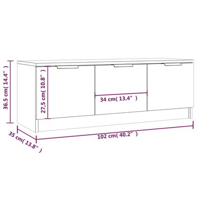 vidaXL Meuble TV Blanc brillant 102x35x36,5 cm Bois d'ingénierie