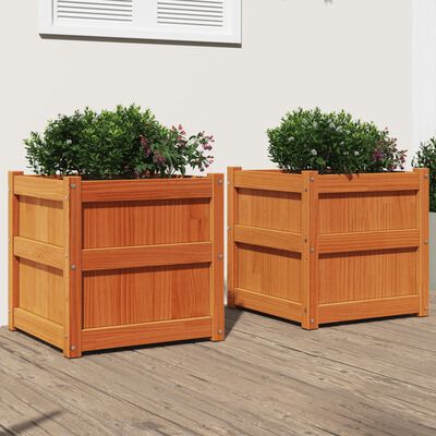 vidaXL Jardinières 2 pcs cire marron bois de pin massif