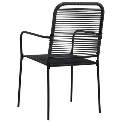 vidaXL Chaises de jardin lot de 4 Corde en coton et acier Noir