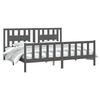 vidaXL Cadre de lit sans matelas bois massif de pin gris 200x200 cm