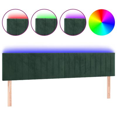 vidaXL Tête de lit à LED Vert foncé 180x5x78/88 cm Velours