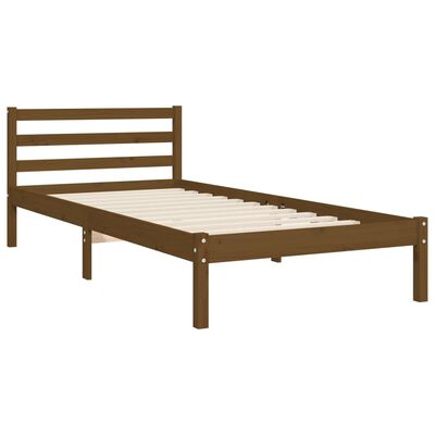 vidaXL Cadre de lit tête de lit marron miel 90x200 cm bois massif