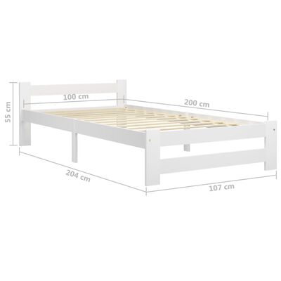 vidaXL Cadre de lit sans matelas blanc bois de pin massif 100x200 cm