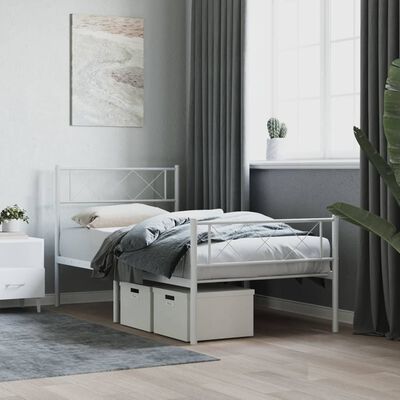 vidaXL Cadre de lit métal sans matelas avec pied de lit blanc 75x190cm